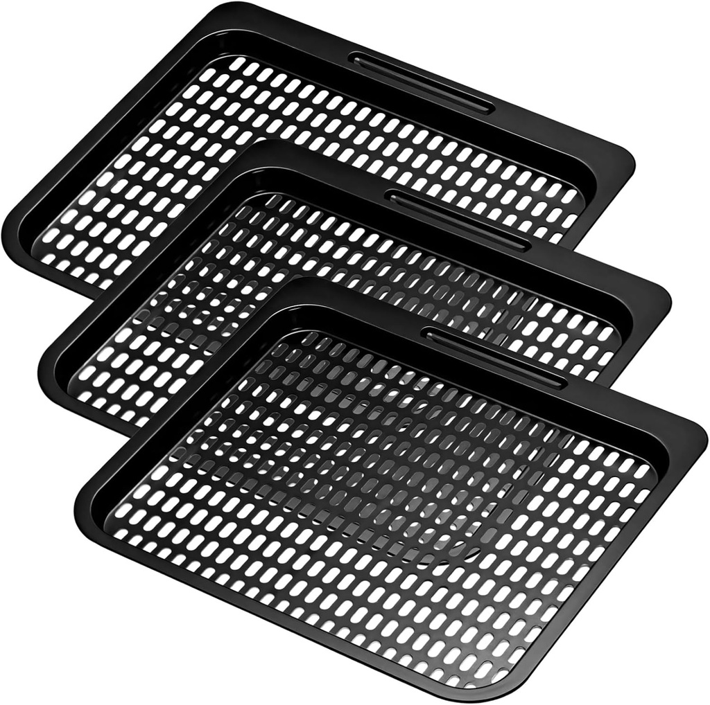 3 PCS Air Fryer Replacement Trays, Air Fryer Tray, Nonstick Cooking Tray, Perforated Surface for Even Heating