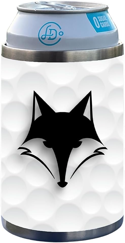 Ballin Can Cooler - Ultra-Compact Stainless Steel Golf-Themed Can Cooler – Sleek Design for Standard 12 oz Cans – Insulated Drink Holder for Golf Enthusiasts (White)