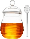 Ivolador Glass Honey Jar,Honey Pot Dispenser, Syrup Dispenser,Honey Jar with Dipper and Lid Glass Storage Container for Home Kitchen Store Honey and Syrup 10 Ounce
