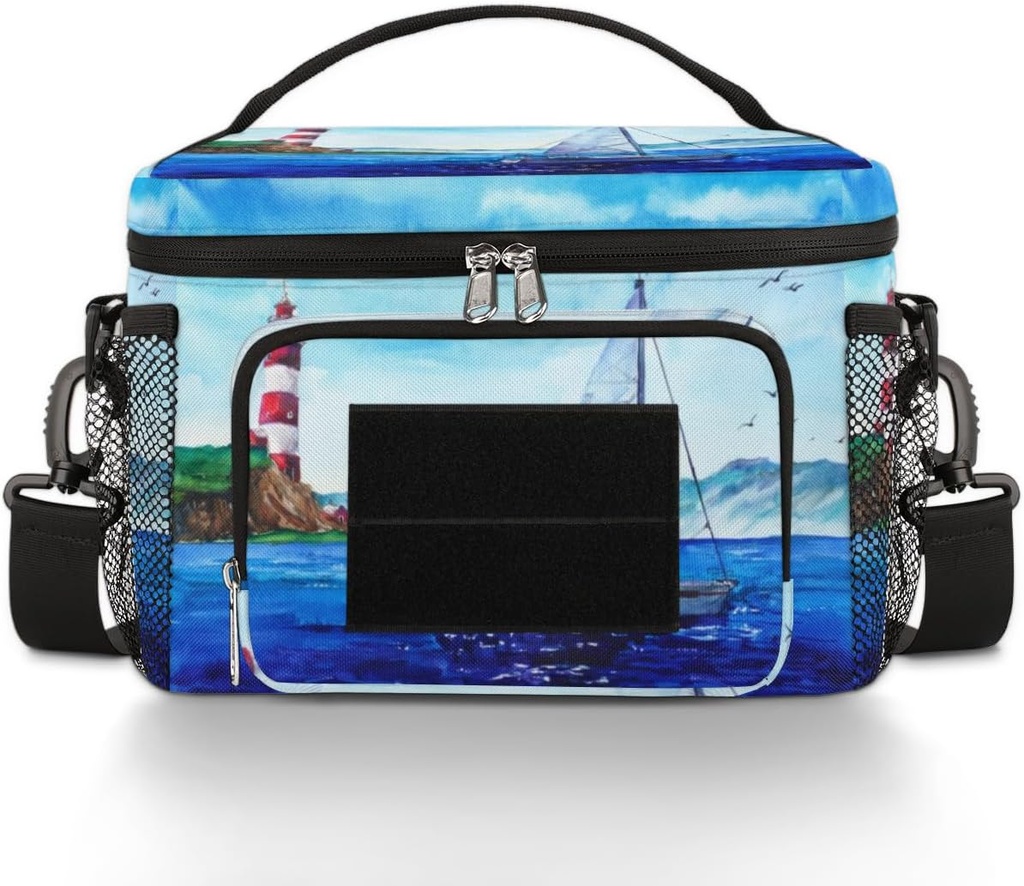 Ocean Boat Lighthouse Lunch Bag, Lunch Box, Lunch Box for Men, Cooler Bag, Tactical Lunch Box, Lunch Bag Women, Lunchbox, Mens Lunch Boxes for Work, Insulated Lunch Bag