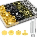 100Sets Snaps Button Kit, 12mm Leather Snaps Fasteners, Metal Button Press Studs with 4 Install Tools 4 Colors for Leather Bag Clothes Jackets Jeans Wears Bracelets Fashion DIY Sewing