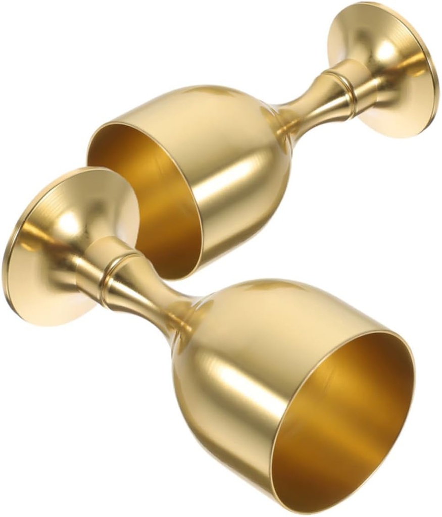 Amosfun 2pcs Delicate Buddhism Cup Brass Goblet Chalice Goblet Decorative Glasses