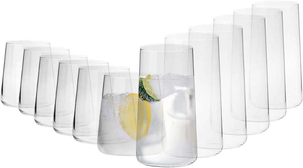 Krosno Glasses Set | 6x Tall Water Juice Drinking Glasses 18.3 oz + 6x Water Juice Drinking Glasses 12.9 oz | Avant-Garde Collection | Crystal Glass | Dishwasher Safe