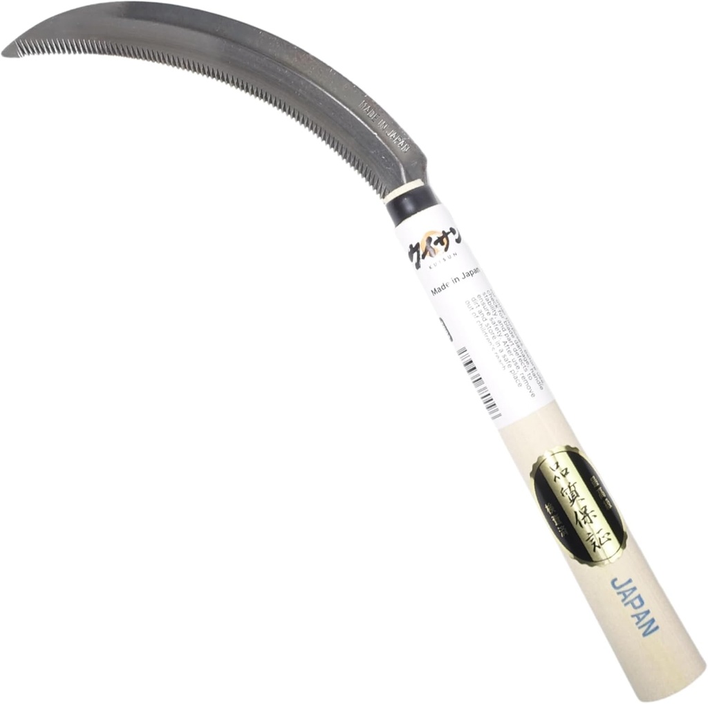 Japanese Serrated Sickle for Gardening - Compact & Lightweight, Wooden Handle (Single)
