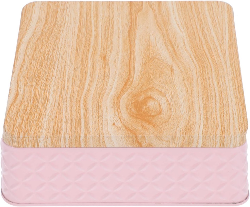 Cabilock 1pc Vintage Tinplate Dessert Box Wood Lid Creative Pastry Storage Container for Candy and Snacks for Parties and Gifting