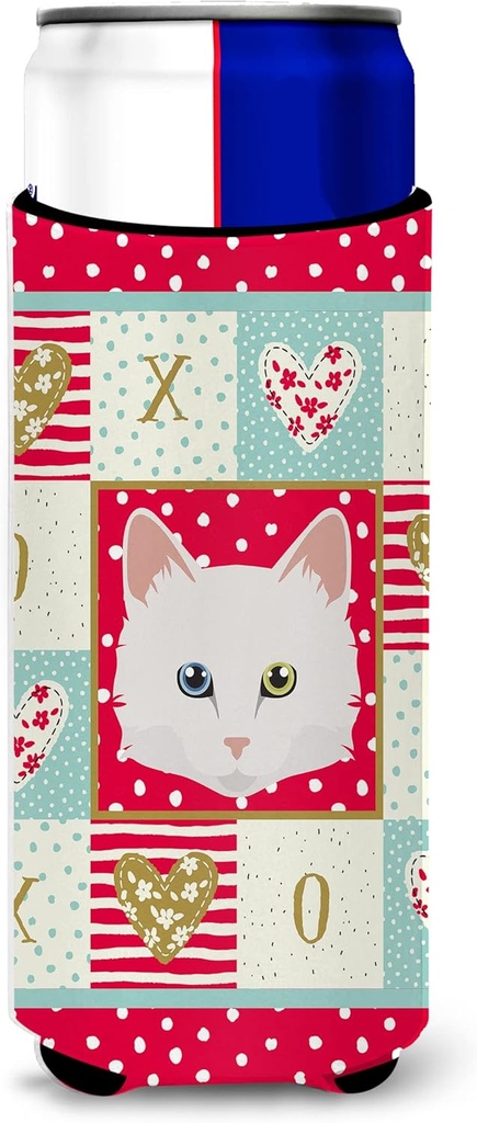 Caroline's Treasures Turkish Angora Cat Michelob Ultra Hugger for slim cans cold-beverage-koozies, Multicolor