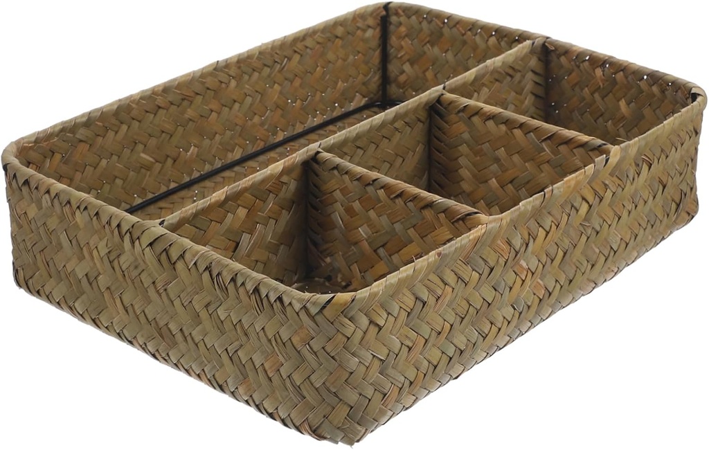 Woven Sundries Holder for Tea Coffee Storage Natural Handmade Organizer for Desktop Kitchen Sugar Packet Tea Bag Holder Space-saving Design for Items