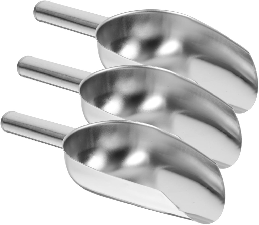 Veemoon 3pcs Stainless Steel Ice Scoop Ice Shovel for Tea Candy Dessert Bean Food Non- Cookie Scoops Spade