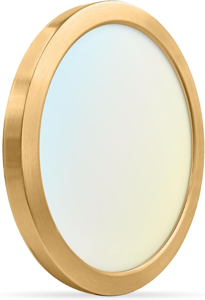 LUXRITE Slim 9 Inch LED Flush Mount Ceiling Light, 18W 1250LM, 5CCT 2700K 3000K 3500K 4000K 5000K, Dimmable Round LED Ceiling Light, Wet Rated, Energy Star, ETL - Brass