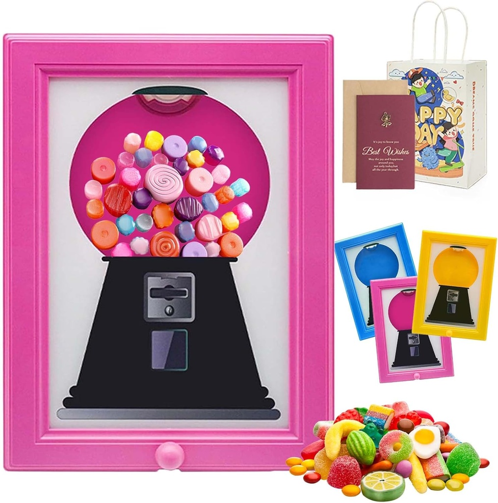 Candy Dispenser Picture Frame, Rare Vintage the Handy Candy Frame - Hanging Candies Machine Art, Handy Fast Distribution Candies, Dog & Cat Treats, Suitable for Birthday and Holiday Gifts (Pink)