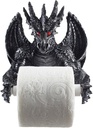 Mythical Winged Dragon Toilet Paper Holder in Metallic Look for Medieval and Gothic Home Decor Bathroom Accessories or Whimsical Fantasy Gifts