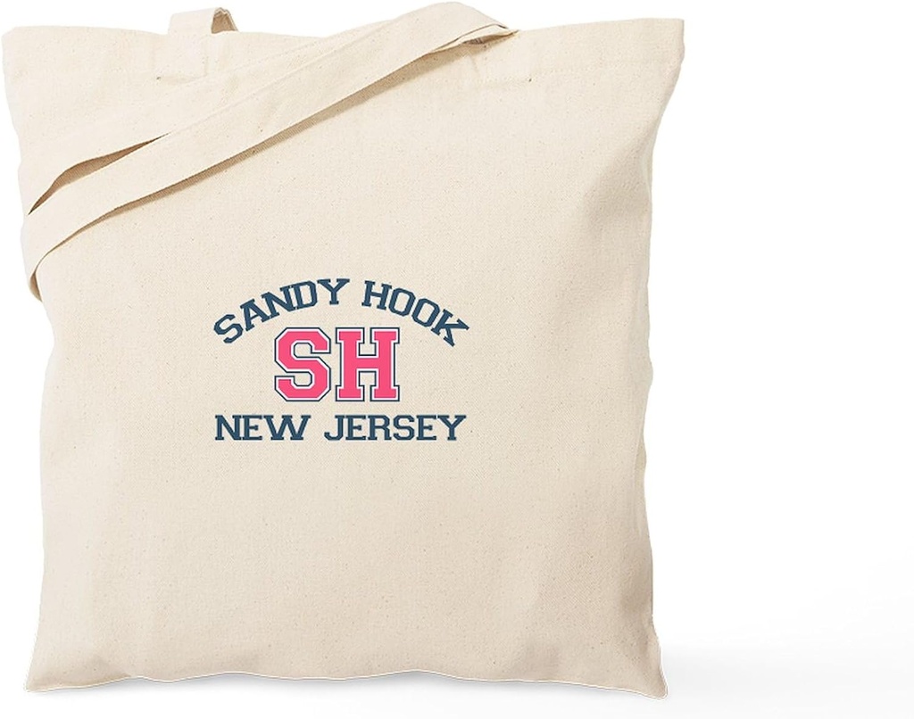 CafePress Sandy Hook NJ Varsity Design Tote Bag Reusable Natural Beige Canvas Shopping Bag