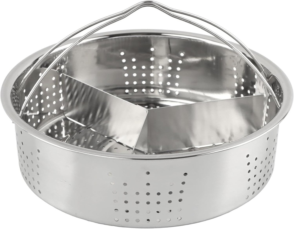 Stainless Steel Vegetable Steamer Basket, Insert Steaming Rack with Handle, Mesh Steaming Basket Holder Trio Separator Set for Pressure Cooking(SIZE:21 * 13cm)