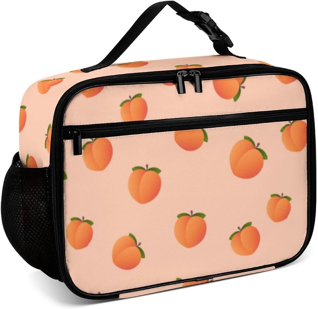 Peach Reusable Lunch Box Insulated Lunch Bag Cooler Bag Lunchbox Meal Food Container Tote Bag for Women Kids Girls School Camping Hiking Picnic Beach Travel