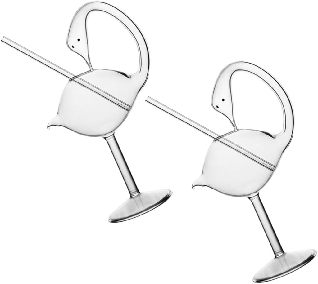 2Pcs Swan Shape Cocktail Glass Transparent Goblet for Beer Juice and Cocktails for Daily Use Bars and Decorations Capacity