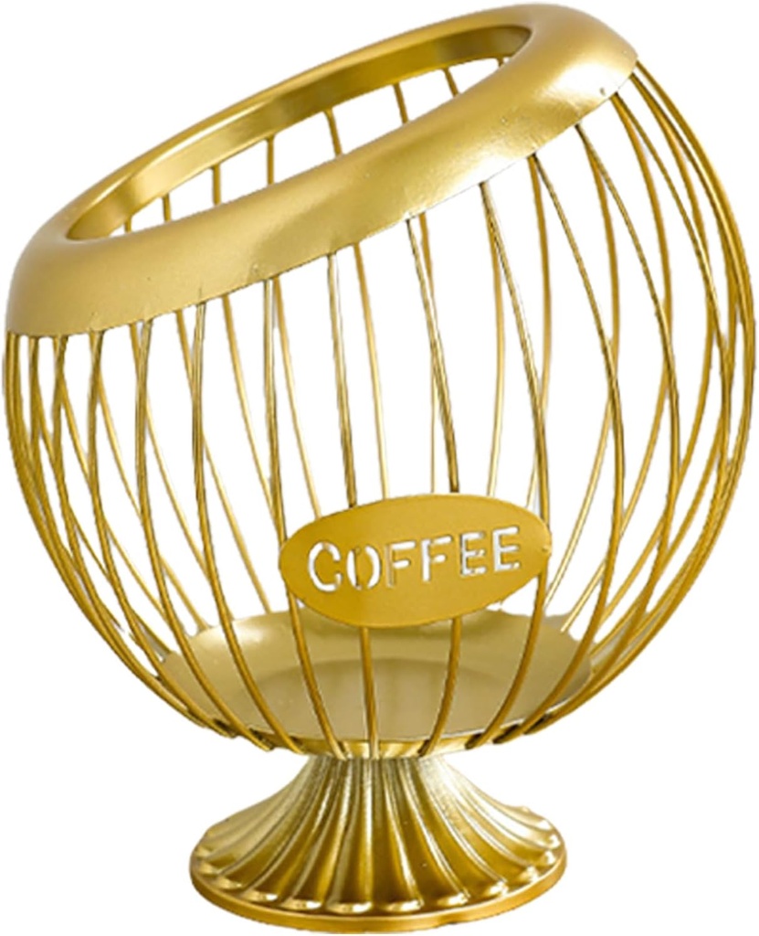 awakentti Coffee Pod Holder, Sturdy Metal Coffee Cup Basket, Tidy Up Your Coffee Station Elegant Metal Wire Organizer, Coffee Cup Holder for Countertop (gold)