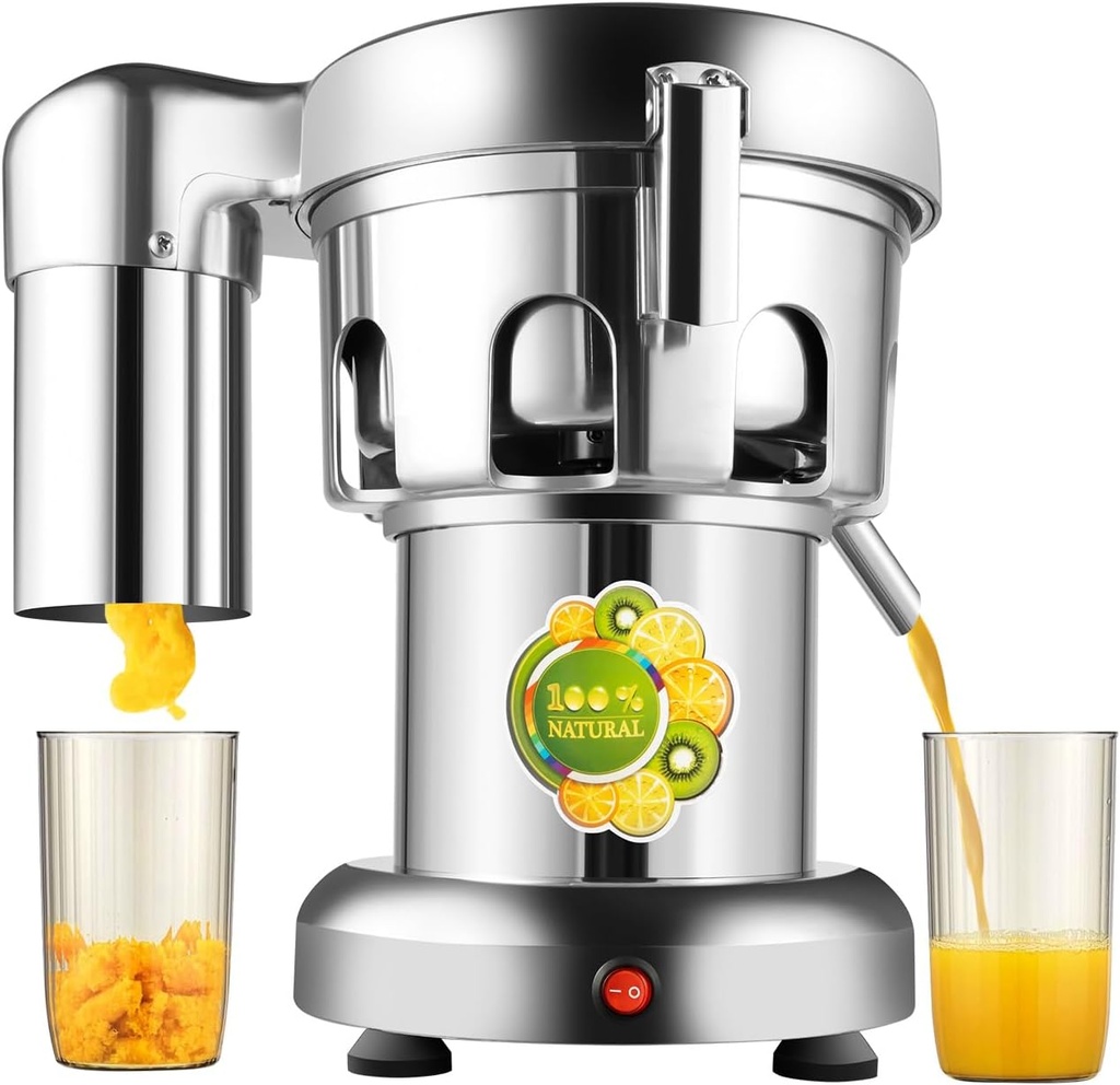 Commercial Juice Extractor, 110V 370W Adjustable Stainless Steel Juicer, Household High Efficiency Electric Centrifugal Juicer Machine Overall Vegetable & Fruit Juicer for Juice Stores