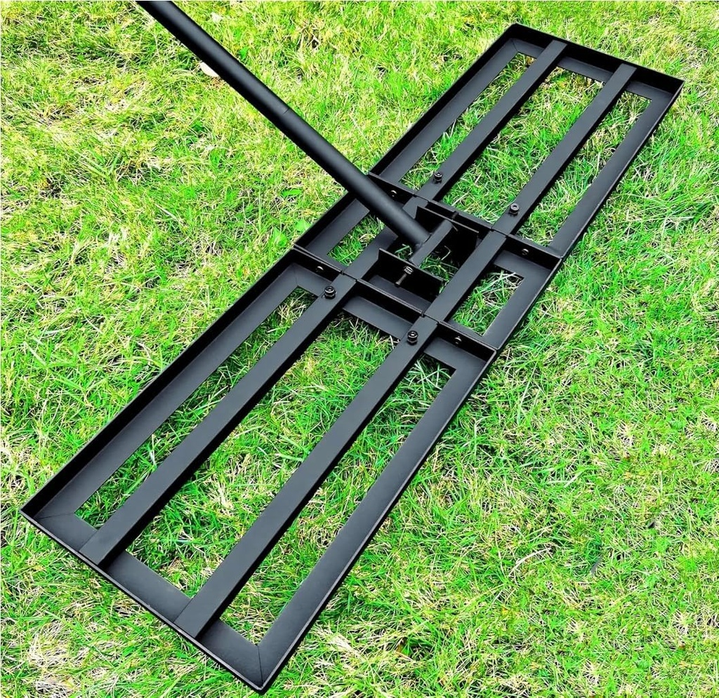 Lawn Leveling Rake Soil Leveler - 36 x10 Inch Stainless Steel Yard Lawn Leveling Tool 6.5FT Handle, Heavy Duty Professional Grade Tool for Dirt Sand Grass Soil for Garden Golf Course Backyard Black
