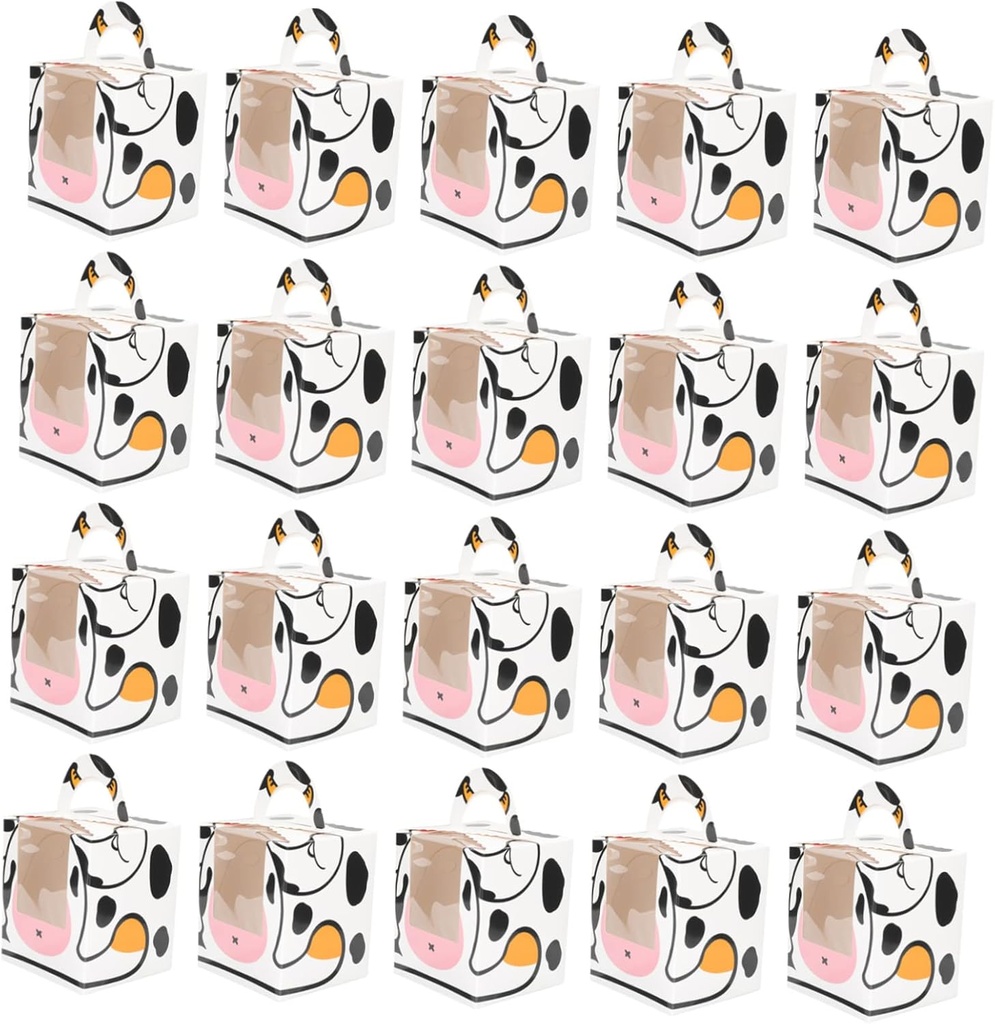 LIFKOME 20pcs Cartoon Cake Boxes Transparent Lids Multi-function Decorative Dessert Containers Individual Cupcake Boxes for Easy Assembly and Carrying for Parties Birthdays and Events