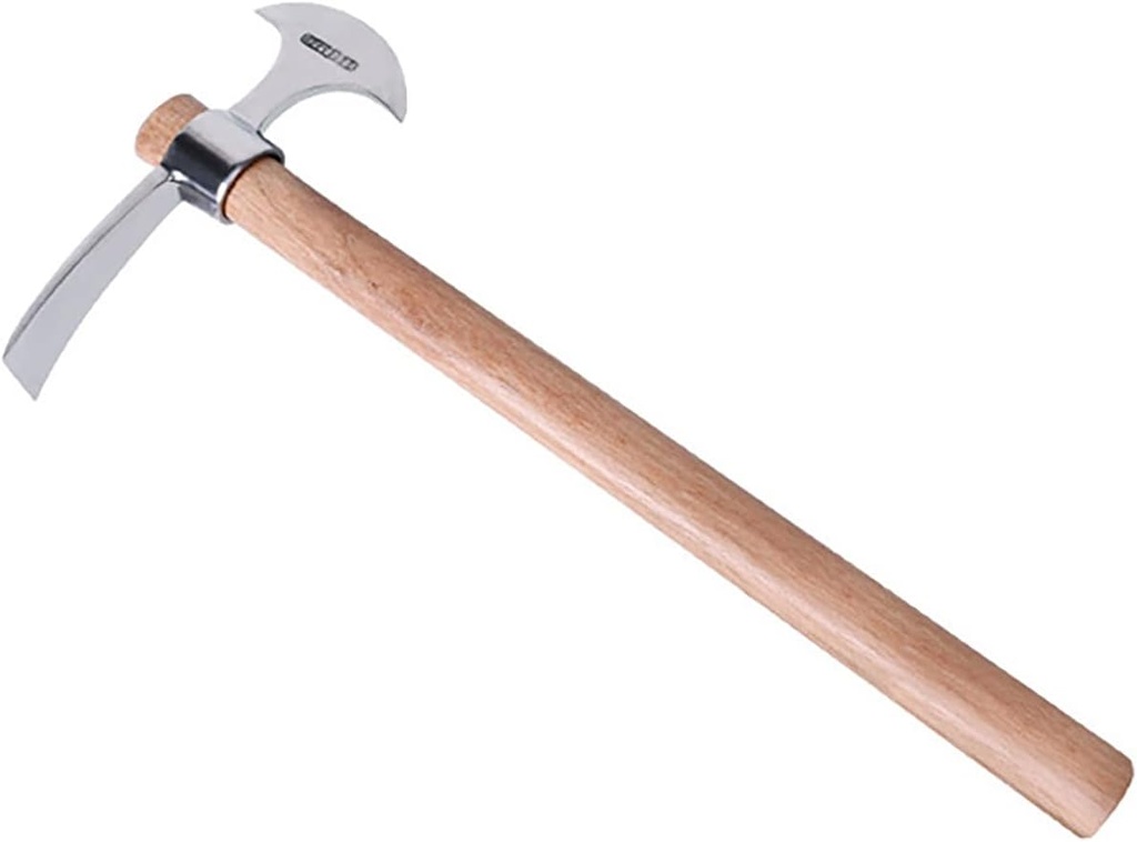 Garden Pick Axe 2 in 1 Stainless Steel Hand Cultivator 16.5inches Lightweight Garden Hoe with Hardwood Handle Small Hand Tool for Digging Weeding Transplanting Cutting Outdoor Camping Exploring Tool