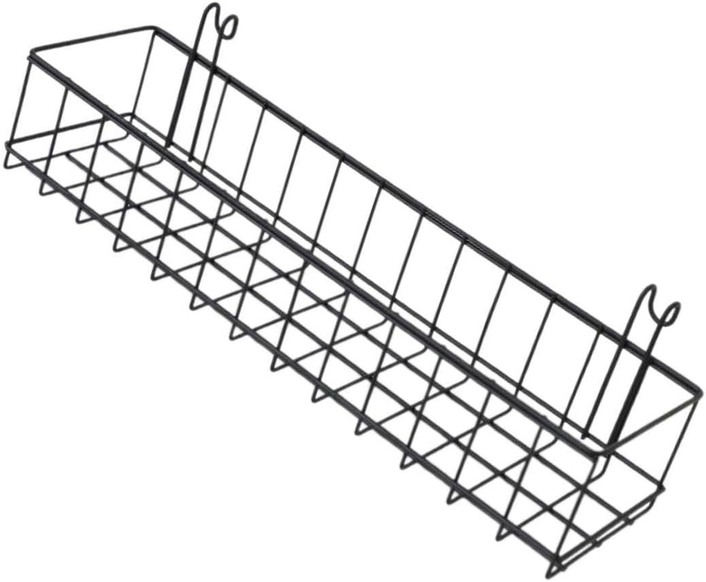 Metal Wire Hanging Storage Basket Grid Baskets with Hooks Wire Storage Bin Home Decor Hanging Wall Baskets for Office Kitchen