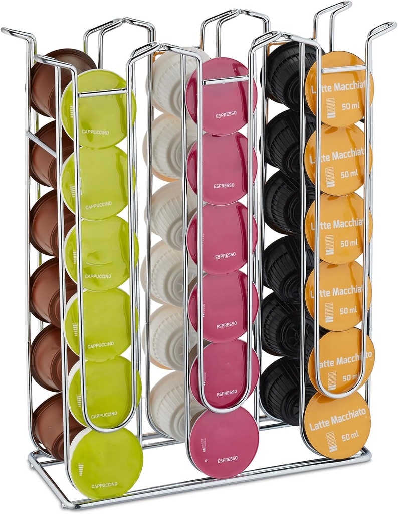 Relaxdays Coffee Pod Holder, Silver, 32.5 x 26.5 x 9.5 cm