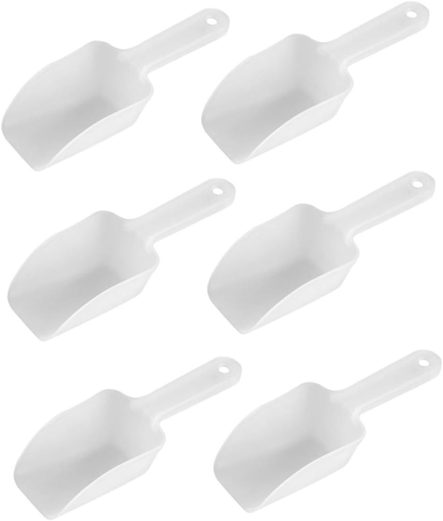 Ice Scoop Flat Bottom 6-Piece Set Food-Grade Plastic for Rice Flour and Ice for Kitchen and Home Use