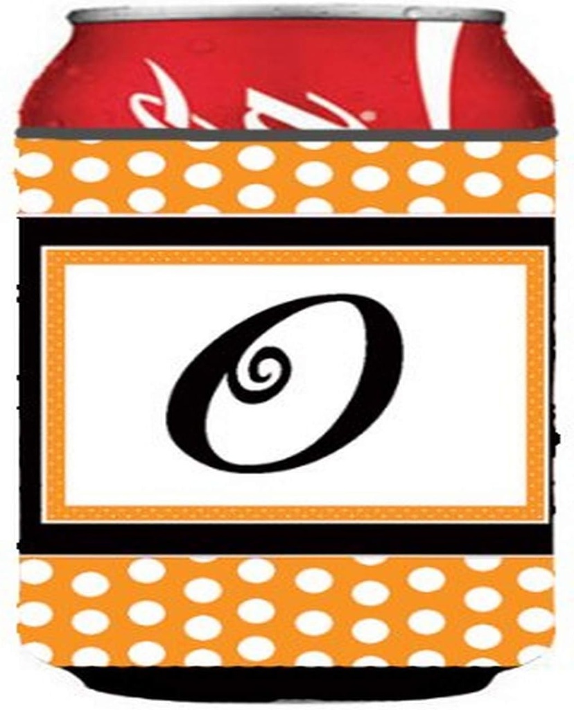 Caroline's Treasures CJ1033-OCC Letter O Initial Monogram - Orange Polkadots Can or Bottle Hugger Cooler Washable Drink Sleeve Collapsible Beverage Insulated Holder, Can Hugger, Multicolor