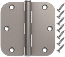 3 Pack Brushed Nickel Hinges, 3.5 Inch Radius, Fit Standard Doors, Satin Nickel Finish