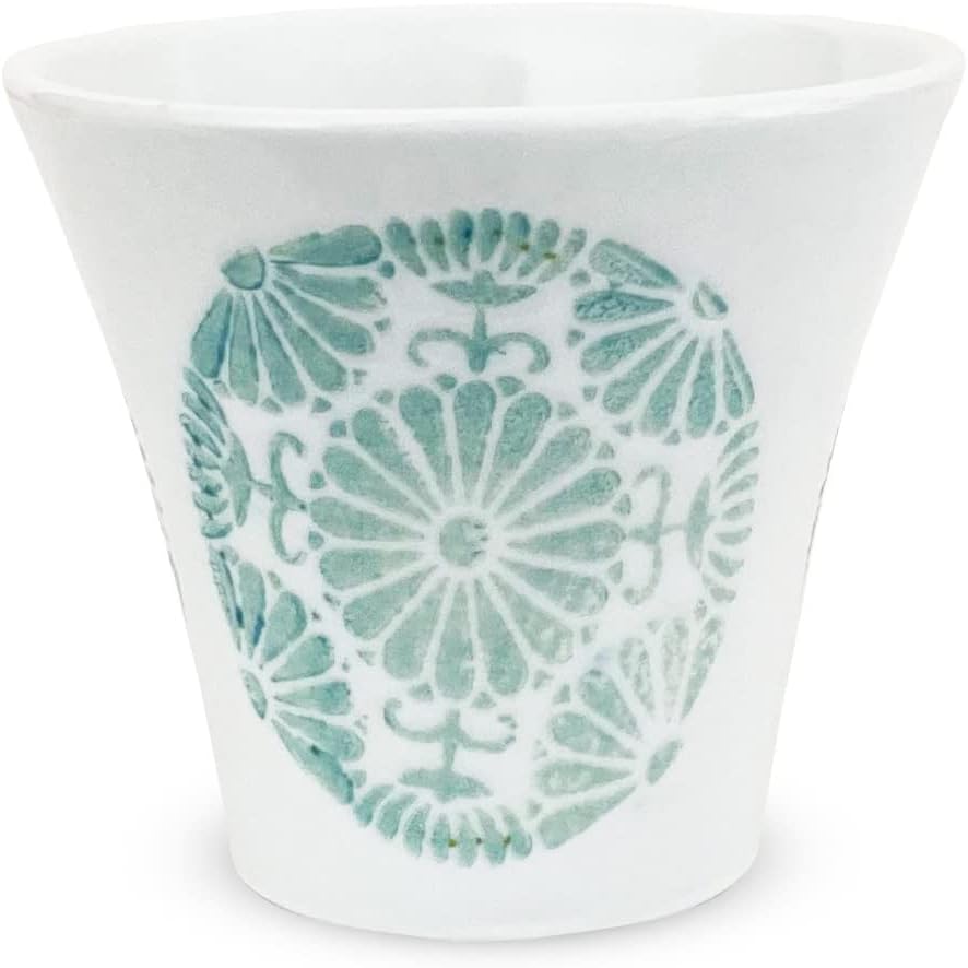 J-kitchens PNO607628 Dinner Cup, Yumo Rice Bowl, 4.6 fl oz (130 cc), Flower Circle, Light Blue