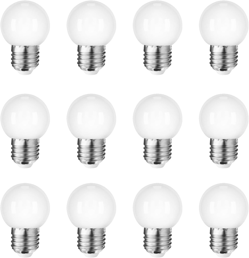 Taysing LED Night Light Bulb G14 Light Bulbs 1 Watt Low Wattage Globe Small Bulbs 10W Equivalent E26 Medium Screw Base Bathroom Vanity Porch Outdoor String Light Bulbs 12 Pack 3000K