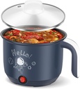 Mini Electric Pot 1.8 L US Stainless Steel Electric Cooker Pot with Steamer Non-Stick Mini Ramen Noodles Cooker Pot Portable Electric Hot Pot with Over Heating Protection for Egg PastaHH