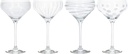 MIKASA Cheers Champagne Saucers, Crystal Retro Champagne Glasses, Silver Design, 400ml, Set of 4
