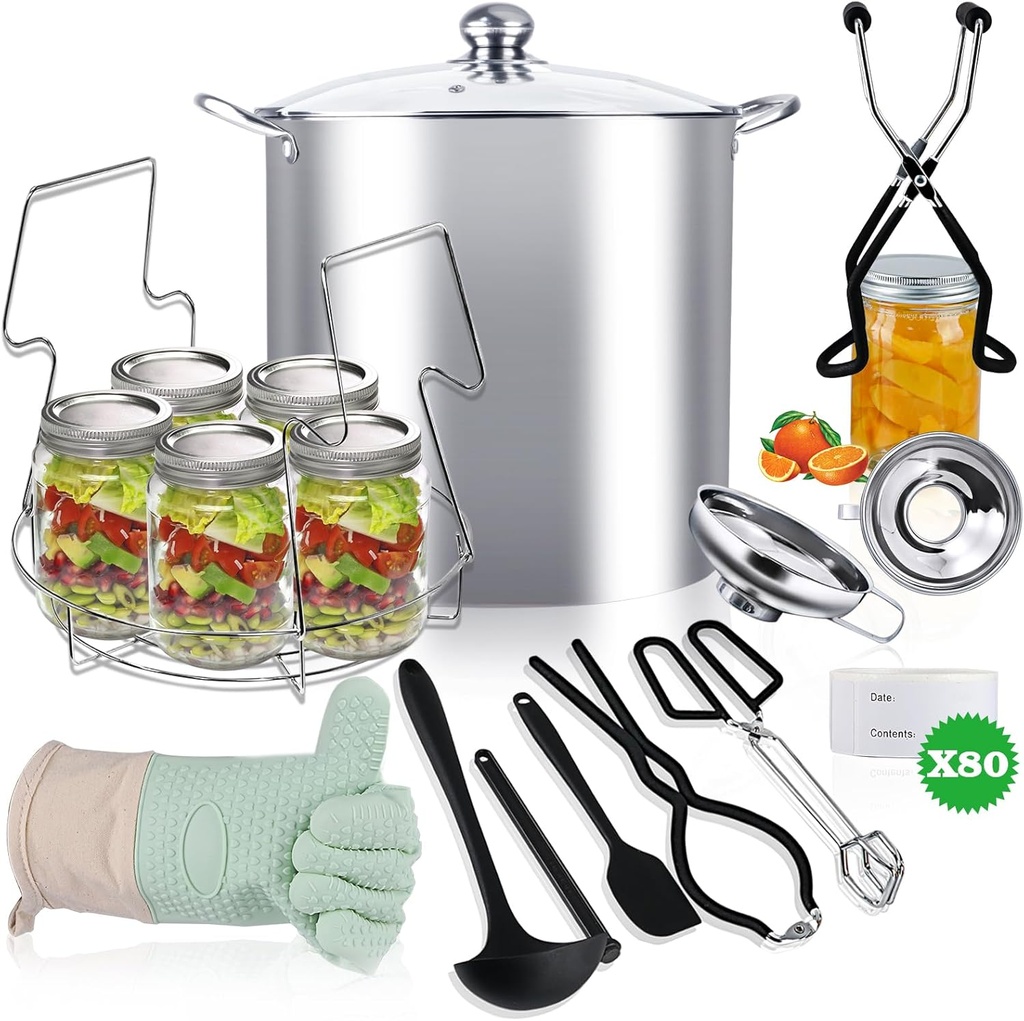 Canning Pot-Canning supplies starter kit, Stainless Steel Canning Tool Kit，Water bath canner with rack for canning.