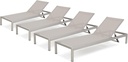 Christopher Knight Home Cape Coral Outdoor Mesh Chaise Lounges, 4-Pcs Set, Grey
