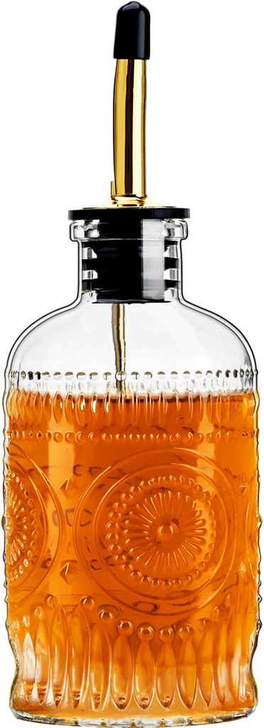 Glass Coffee Syrup Dispenser Bottles 7 OZ, Simple Syrup Bottles with Metal Pour Spout, Syrup Dispenser for Coffee Bar Accessories for Maple Honey Syrup Oil and Sauces