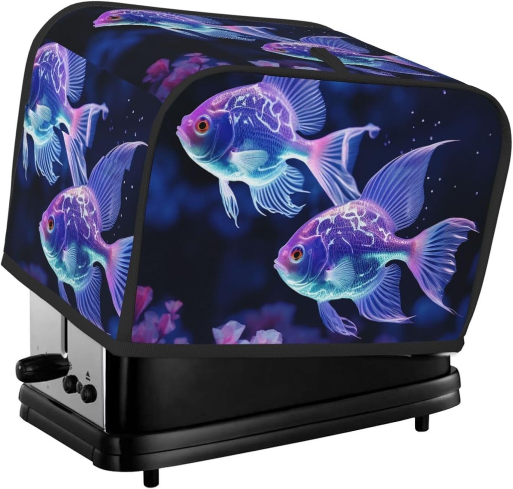 Two Blue Fish 2 Slice Toaster Covers Bread Machine Cover Quilted Dustproof Fingerprint Protectors Small Washable Appliance Cover Bread Maker Dust Protection Universal Size