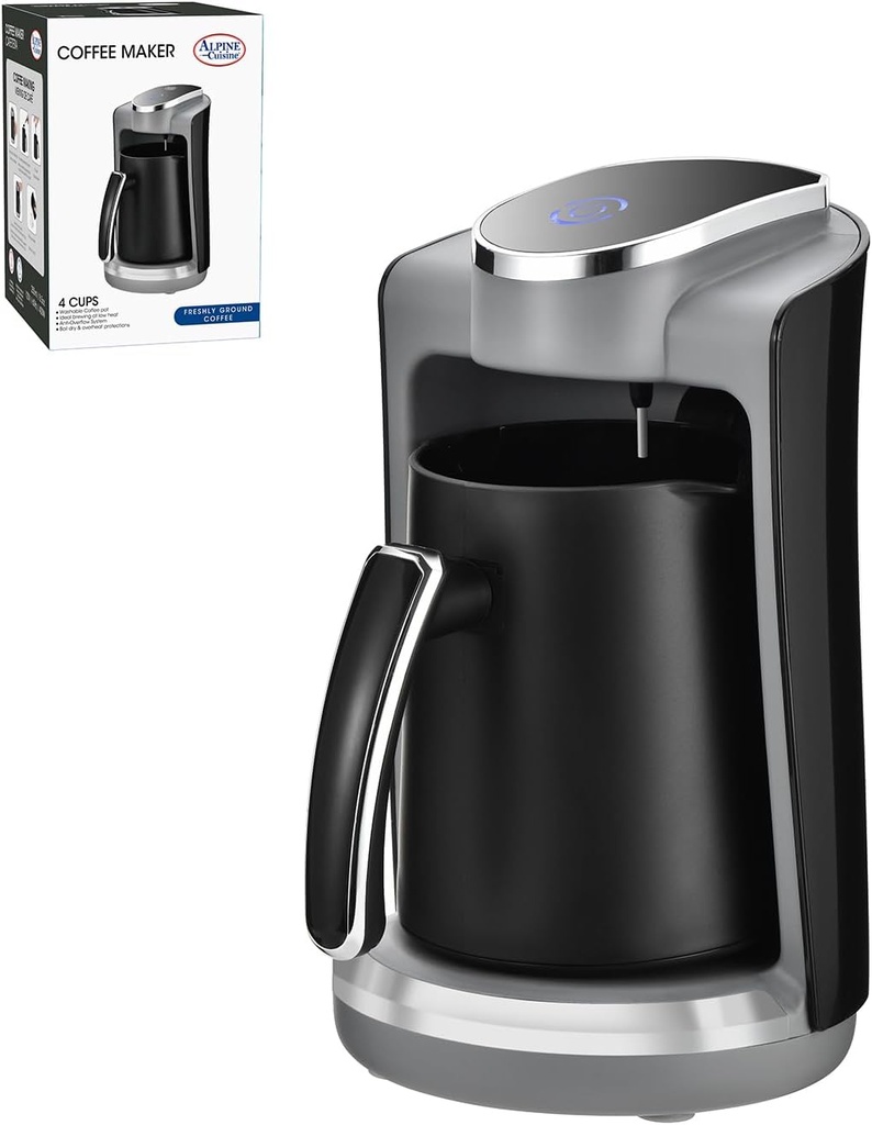 Alpine Cuisine Turkish Coffee Maker – 250ML Electric Coffee Pot with Boil Dry, Overheat Protection & Anti-Overflow System, 120V, 60Hz, 400W