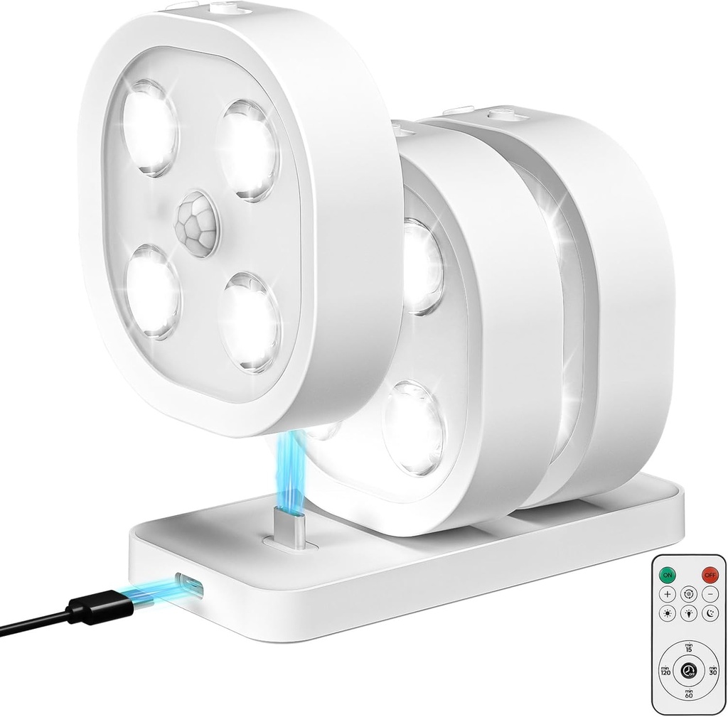 3PCS Motion Sensor Closet Puck Light, Wireless Rechargeable Stair Step Lights Indoor with 3 Colors Temper, Magnet Stick on Lighting for Cabinet,Hallway,Stairway,Bathroom,Bedroom,Kitchen