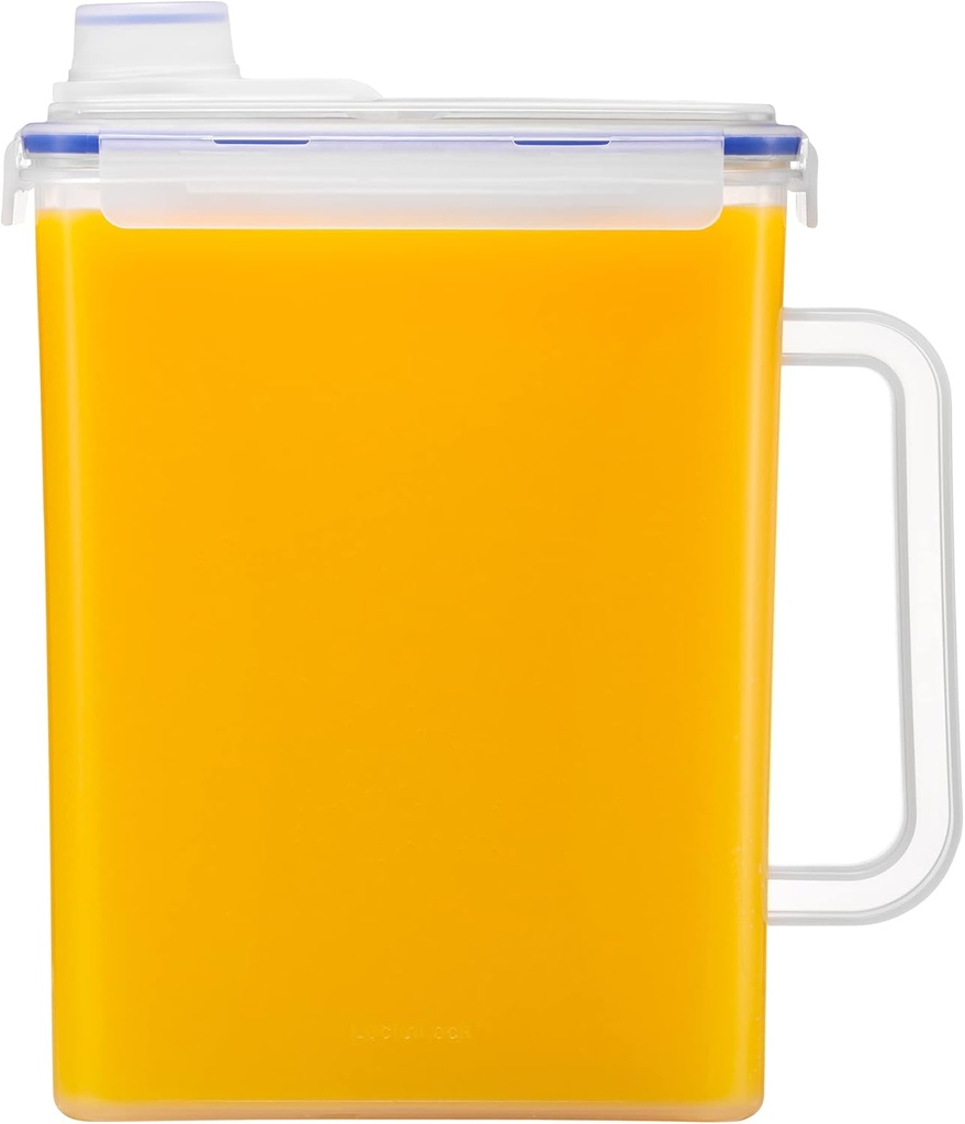 LocknLock Aqua Fridge Door Water Jug with Handle BPA Free Plastic Pitcher with Screw Top Lid Perfect for Making Teas and Juices, 1 Gallon, Clear