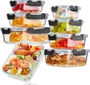 8 Pack Glass Meal Prep Containers with Lids, Extra Thick Airtight Food Storage Set (310ml-1510ml/10.5oz–51oz), Leakproof Lunch Boxes for Leftovers