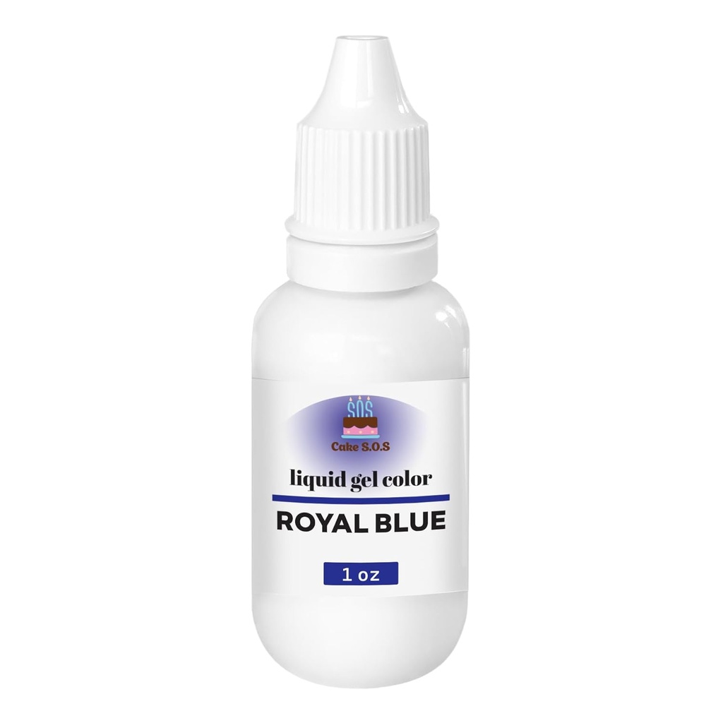 Royal Blue Liquid Gel Food Color for Cake and Cookie Decorating, 1 oz Bottle