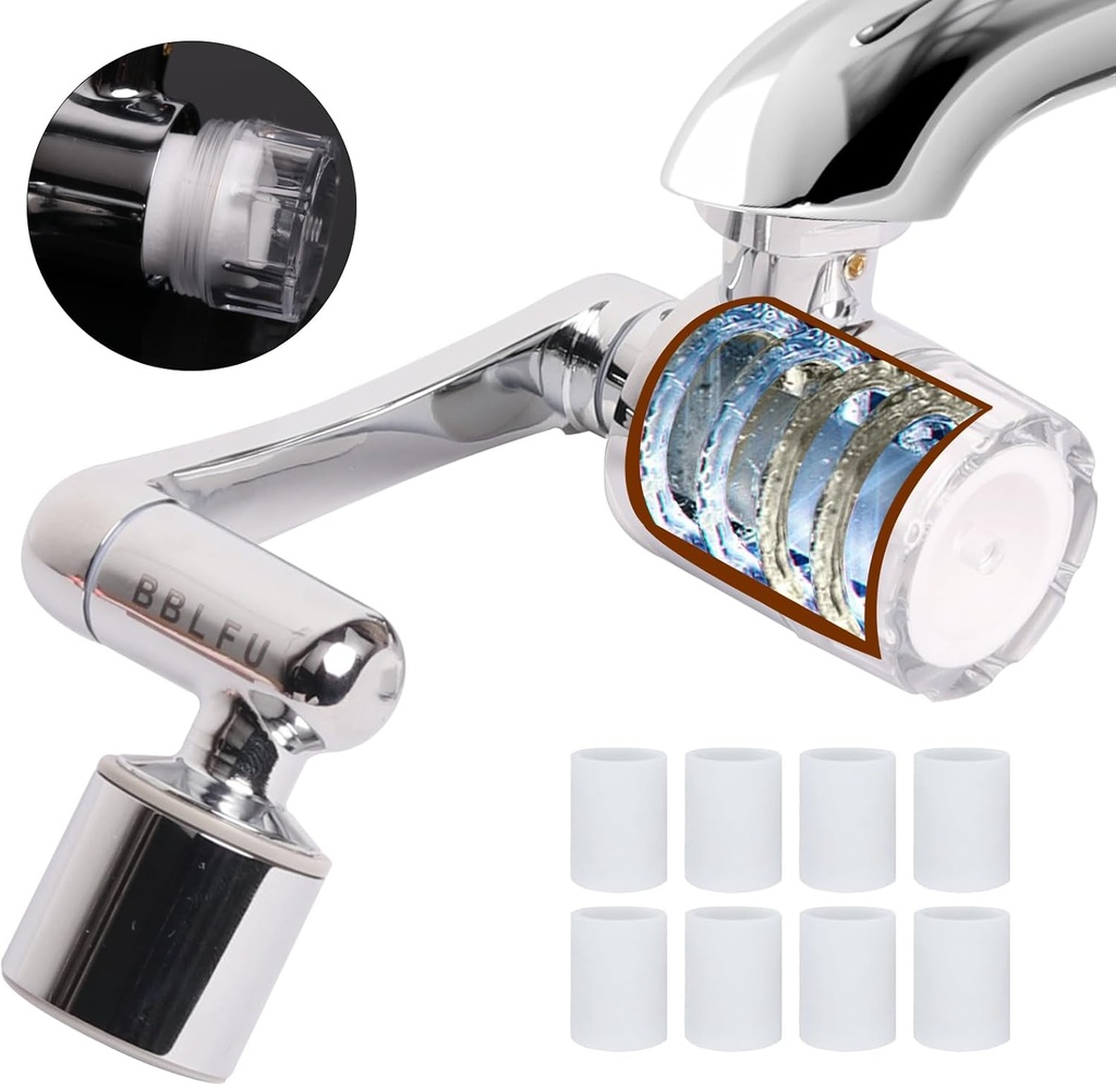 Filtered Faucet Aerator 1080° Rotating Faucet Extender Aerator,Bathroom Sink Filter Faucet Extender for Bathroom Sink,Universal Splash Sink Filter Water Faucet For Skin/Eye/Face