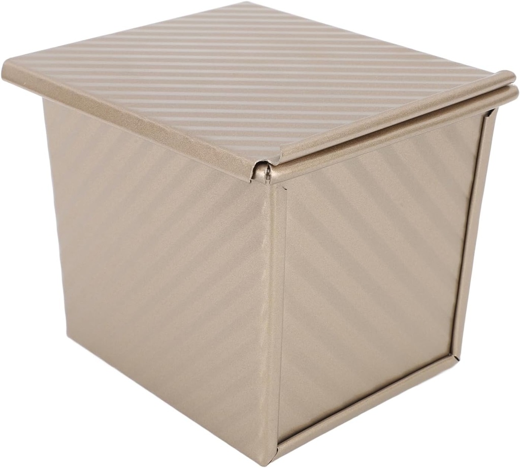 Corrugated Loaf Pan, Carbon Steel Loaf Pan,Mini Loaf Pan Bread With Cover, Baking Bread Bread Box for Kitchen Golden;