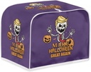 Funny Skeleton Jack-o'-lantern Toaster Covers 4 Slice Bread Maker Covers Bakeware Protector,Cartoon Trump Bread Toaster Cover Keep Home Kitchen Clean Halloween Decor (Purple)