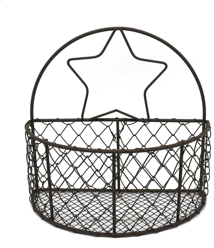 CVHOMEDECO. Wall Mounted Chicken Wire Storage Basket Rustic Hanging Wire Bin Organizer for Kitchen, Pantry, Closets, Bedroom and Bathroom, Rusty, 7-1/2 X 4 X 7-1/8 Inch
