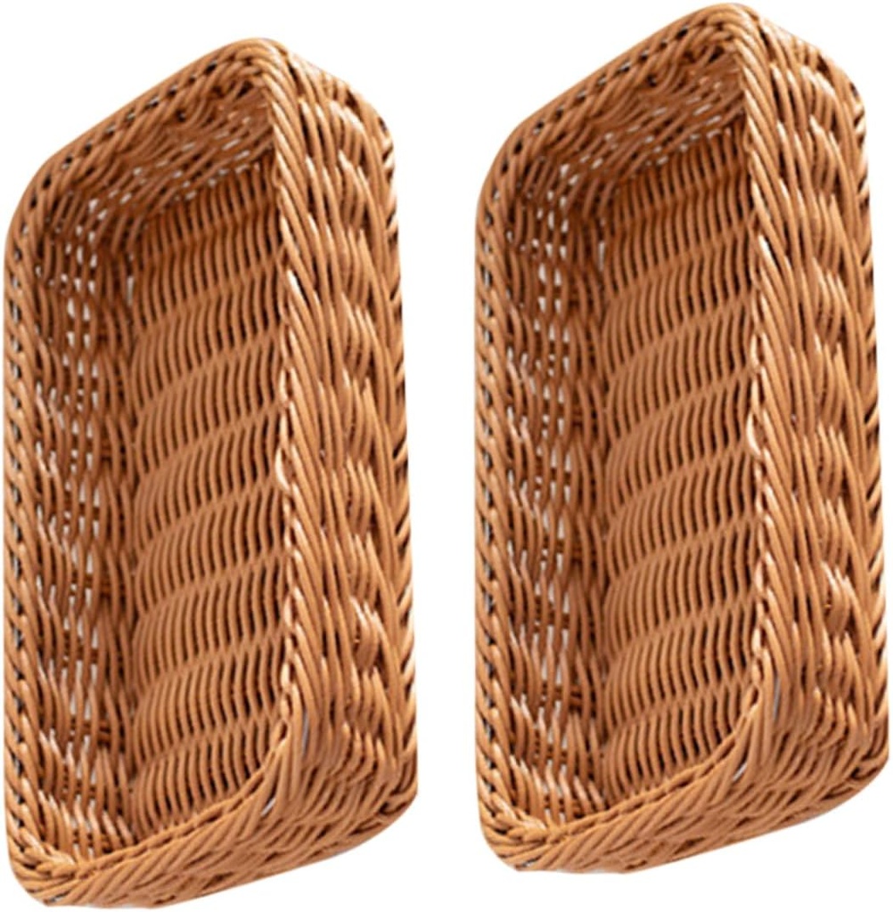 2pcs Imitation Rattan Utensil Holder Durable Kitchen Cutlery Storage Basket for Easy Access and Organization of Silverware and Spice Jars for Home and Dining Use