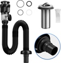 Bathroom Sink Drain Kit with Flexible Expandable P-Trap Sink Drain Pipe Tube Anti-Odor Bathroom Sink Drain Pipe for 1-1/4" and 1-1/2" Drain Hole