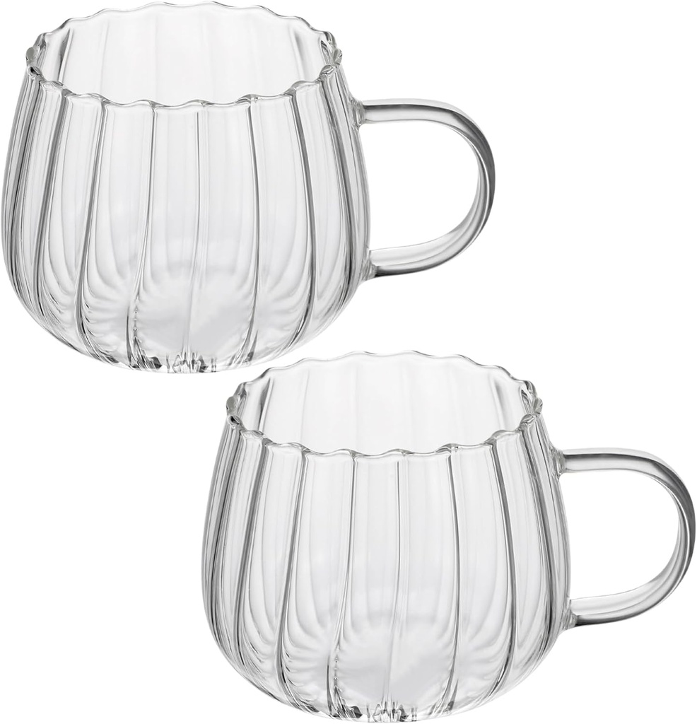 2pcs Transparent Glass Cups Delicate Breakfast Coffee and Tea Mugs for Daily Use Elegant Design for Casual Gatherings and Dinner Parties