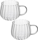 2pcs Transparent Glass Cups Delicate Breakfast Coffee and Tea Mugs for Daily Use Elegant Design for Casual Gatherings and Dinner Parties